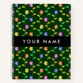Farbige Blume, grüner Hintergrund, schwarz Notizblock (Vorderseite)