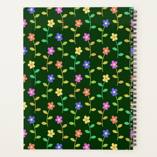 Farbige Blume, grüner Hintergrund, schwarz Planer (Rückseite)