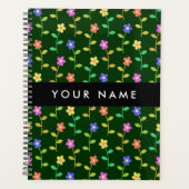 Farbige Blume, grüner Hintergrund, schwarz Planer (Vorderseite)