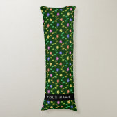 Farbige Blume, grüner Hintergrund, schwarz Seitenschläferkissen (Vorderseite Vertikal)