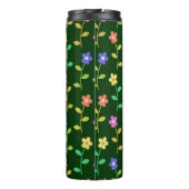Farbige Blume, grüner Hintergrund, schwarz Thermosbecher (Rückseite)