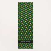 Farbige Blume, grüner Hintergrund, schwarz Yogamatte (Vorderseite)