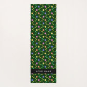 Farbige Blume, grüner Hintergrund, schwarz Yogamatte (Rückseite)