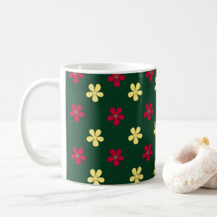 Farbige Blume Grünes Niedliches Muster Kaffeetasse