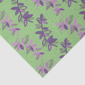 Farbige Blume, grünes und lila Papiertaschentuch Seidenpapier (Ausschnitt)