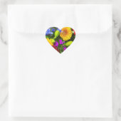 Farbige Blume Herz-Aufkleber (Tasche)