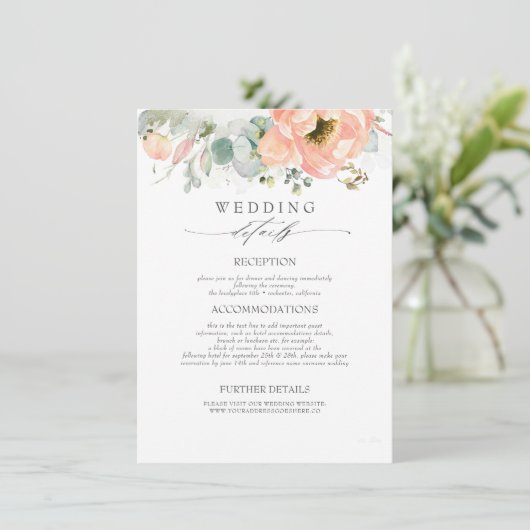 Farbige Blume Hochzeitsinformationen Begleitkarte (Stehend Vorderseite)