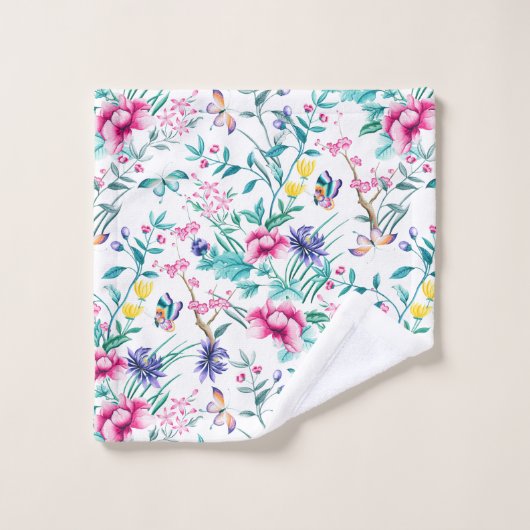 Farbige Blume im englischen Garten Badhandtuch Set (Waschlappen)