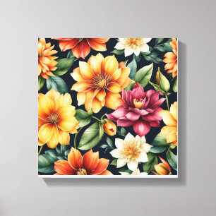 Farbige Blume im schwarzen Hintergrund Leinwanddruck