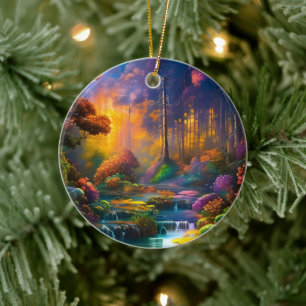 Farbige Blume im Wald Keramik Ornament