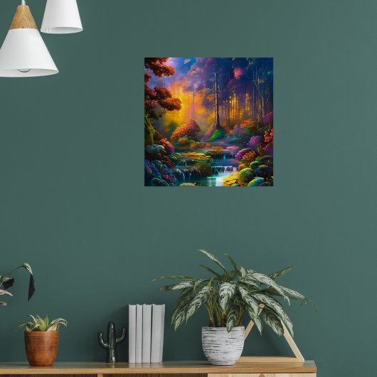 Farbige Blume im Wald Poster (Wohnzimmer 1)