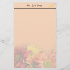 Farbige Blume in Rot, Gelb und Orange. Briefpapier