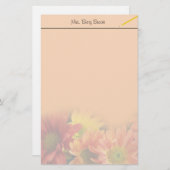 Farbige Blume in Rot, Gelb und Orange. Briefpapier (Vorne/Hinten)