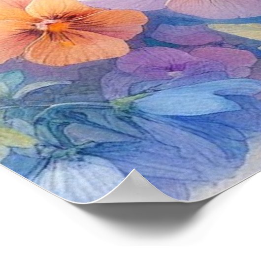 Farbige Blume in sanften Pastellfarben, Aquarell Poster (Ecke)