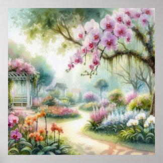 Farbige Blume in sanften Pastellfarben, Aquarell Poster