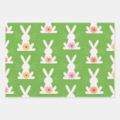 Farbige Blume innerhalb weißer Kaninchen Geschenkpapier Set (Vorderseite)