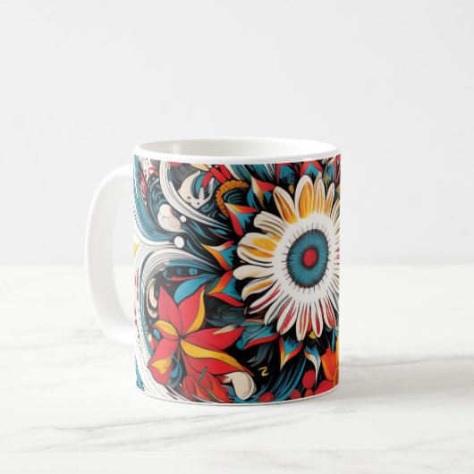 Farbige Blume Kaffeetasse (Vorderseite Links)