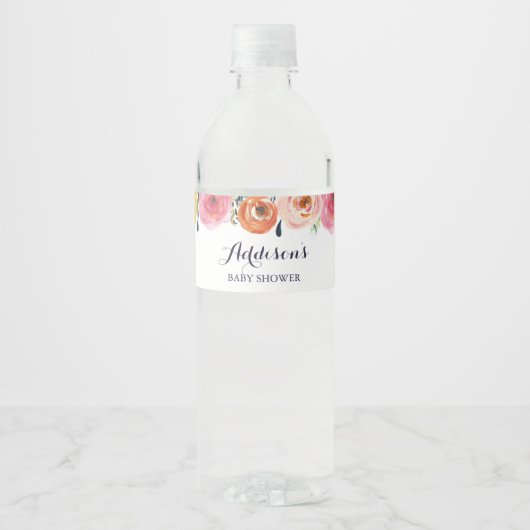 Farbige Blume Kinderdusche Wasserflaschen Etikette Wasserflaschenetikett (Vorderseite)