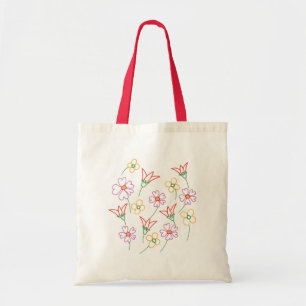 Farbige Blume Konturen Farbige Tragetaschen