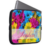 Farbige Blume Laptop Sleeve Custom Monogram (Vorne Rechts)