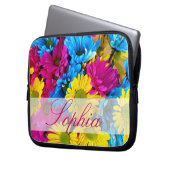 Farbige Blume Laptop Sleeve Custom Monogram (Vorderseite Links)