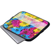 Farbige Blume Laptop Sleeve Custom Monogram (Vorne Knopf)
