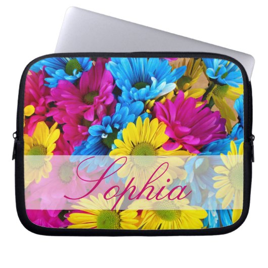 Farbige Blume Laptop Sleeve Custom Monogram (Vorderseite)