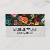 Farbige Blume | Leder Visitenkarte (Vorderseite)