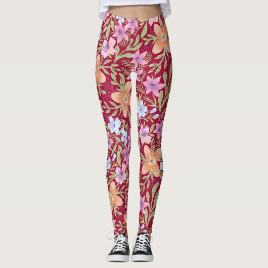 Farbige Blume Leggings (Vorderseite)