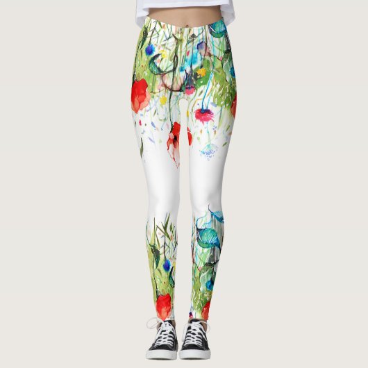 Farbige Blume Leggings (Vorderseite)