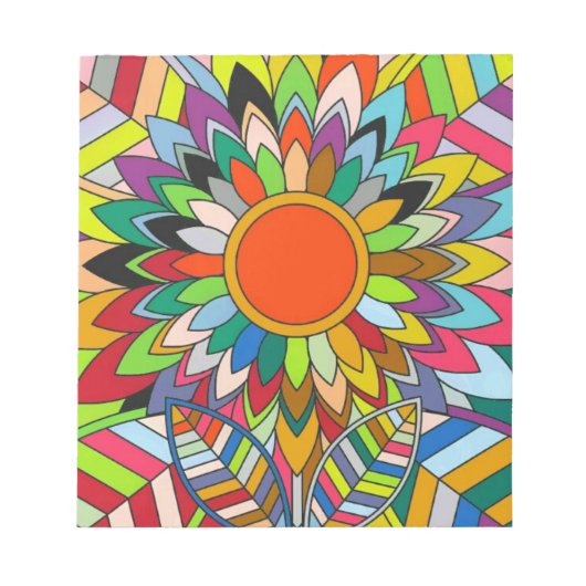 farbige Blume mandala yaei Design Notizblock (Vorderseite)