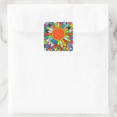 farbige Blume mandala yaei Design Quadratischer Aufkleber (Tasche)
