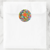 farbige Blume mandala yaei Design Runder Aufkleber (Tasche)