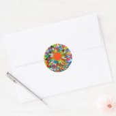 farbige Blume mandala yaei Design Runder Aufkleber (Umschlag)