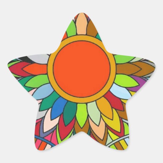 farbige Blume mandala yaei Design Stern-Aufkleber (Vorderseite)