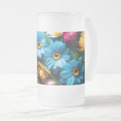 Farbige Blume Mattglas Bierglas (VorderseiteRechts)