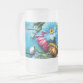 Farbige Blume Mattglas Bierglas (Vorderseite Links)