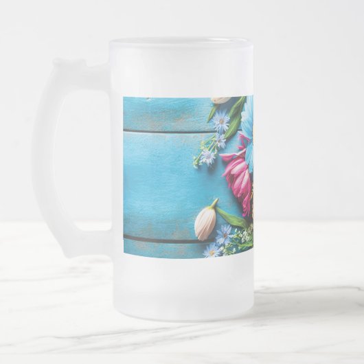 Farbige Blume Mattglas Bierglas (Links)