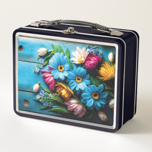 Farbige Blume Metall Brotdose (Vorderseite)