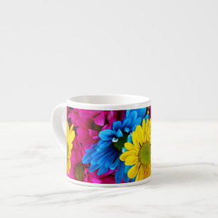 Farbige Blume, Milchprodukte - Blau-Gelb-Rosa Espressotasse