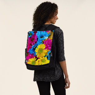 Farbige Blume, Milchprodukte - Blau-Gelb-Rosa Rucksack