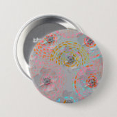Farbige Blume mit gepunkteten grafischen Linien Button (Vorne & Hinten)