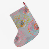 Farbige Blume mit gepunkteten grafischen Linien Großer Weihnachtsstrumpf (Rückseite (Hängend))