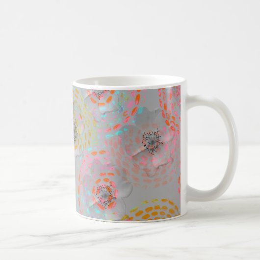 Farbige Blume mit gepunkteten grafischen Linien Kaffeetasse (Rechts)