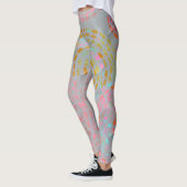 Farbige Blume mit gepunkteten grafischen Linien Leggings (Links)