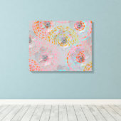 Farbige Blume mit gepunkteten grafischen Linien Leinwanddruck (Insitu (Holzboden))