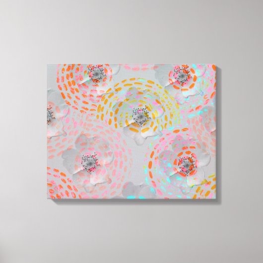 Farbige Blume mit gepunkteten grafischen Linien Leinwanddruck (Vorderseite)