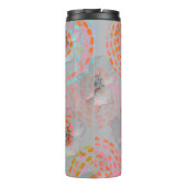 Farbige Blume mit gepunkteten grafischen Linien Thermosbecher (Rückseite)