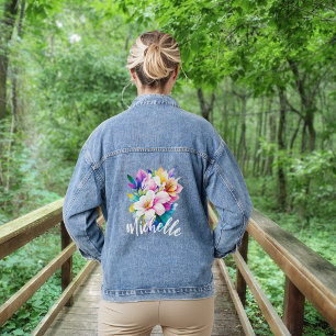 Farbige Blume mit Namen Jeansjacke