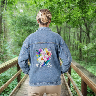 Farbige Blume mit Namen Jeansjacke
